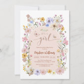 Wildflower Butterfly Girl Baby Shower Invitation Kaart (Voorkant)