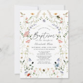 Wildflower & Butterfly Girl Doopuitnodiging Kaart (Voorkant)