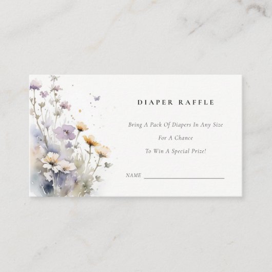 Wildflower Butterfly Luier Raffle Baby shower Informatiekaartje (Voorkant)