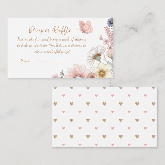 Wildflower Butterfly Luier Raffle Enclosure Kaart (Voorkant / Achterkant)