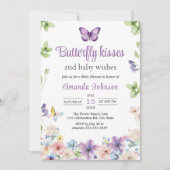 Wildflower Butterfly Meisje Baby shower Uitnodigin Kaart (Voorkant)