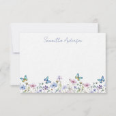 Wildflower Butterfly Personalized Flat Note Card Notitiekaartje (Voorkant)