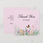 Wildflower Butterfly Pink Dank u kaart (Voorkant / Achterkant)