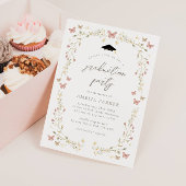 Wildflower Butterfly Pink & Sage Foto Afstuderen Kaart