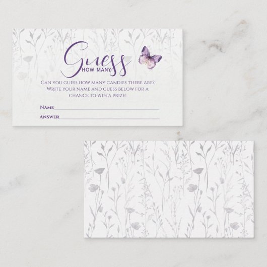 Wildflower Butterfly Raad hoeveel spel Kaart (Voorkant / Achterkant)