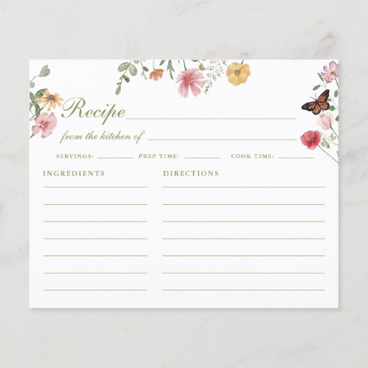 Wildflower Butterfly Recipe Card (Voorkant)