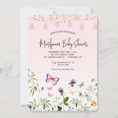 Wildflower Butterfly Roze Script Baby shower Kaart (Voorkant)