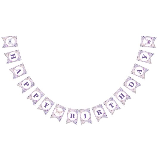 Wildflower Butterfly Verjaardag Banner Vlaggen (Alle)