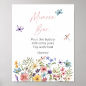 Wildflower Butterfly Vrijgezellenfeest Mimosa Bar Poster (Voorkant)
