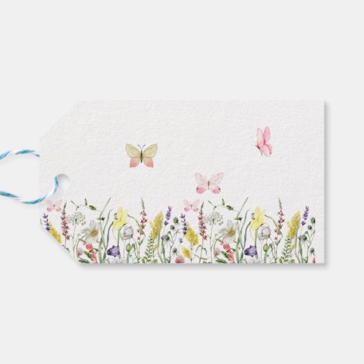 Wildflower Butterfly Waterverf Dank u Cadeaulabel (Achterkant Horizontaal)