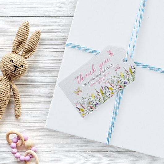 Wildflower Butterfly Waterverf Dank u Cadeaulabel