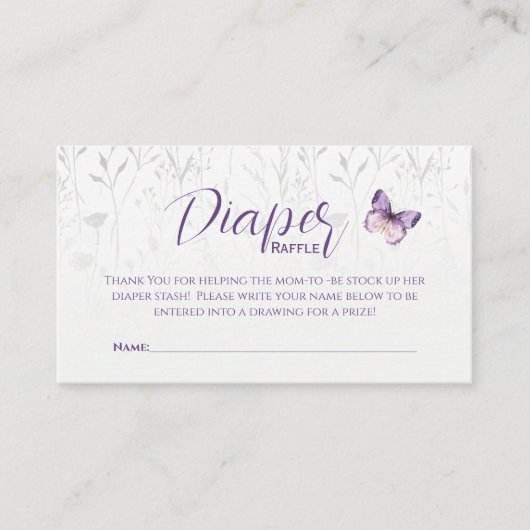 Wildflower Butterfly Waterverf Luier Raffle Kaart (Voorkant)