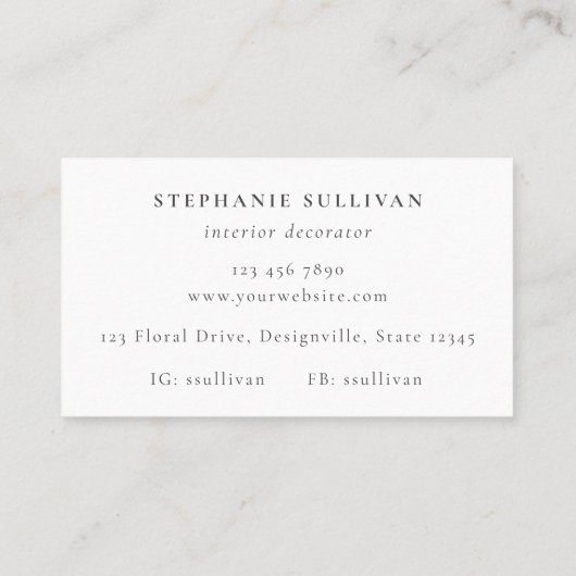 Wildflower Butterfly Waterverf Visitekaartje (Achterkant)