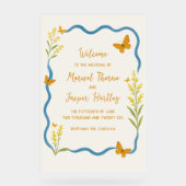 Wildflower Butterfly Wavy Wedding Welkomstbord Acryl Bord (Voorkant)