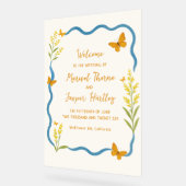 Wildflower Butterfly Wavy Wedding Welkomstbord Acryl Bord (Hoek)
