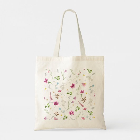 Wildflower Canvas tas – licht botanisch ontwerp (Achterkant)