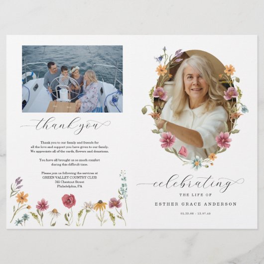 Wildflower Celebration of Life begrafenisprogramma Flyer (Voorkant)