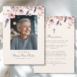 Wildflower "Celebration of Life" Photo Funeral Kaart