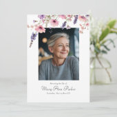 Wildflower "Celebration of Life" Photo Funeral Kaart (Staand voorkant)