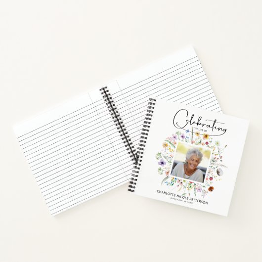 Wildflower Celebration of Life Uitvaart Gastenboek Notitieboek (Binnen)