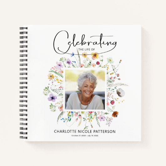 Wildflower Celebration of Life Uitvaart Gastenboek Notitieboek (Voorkant)