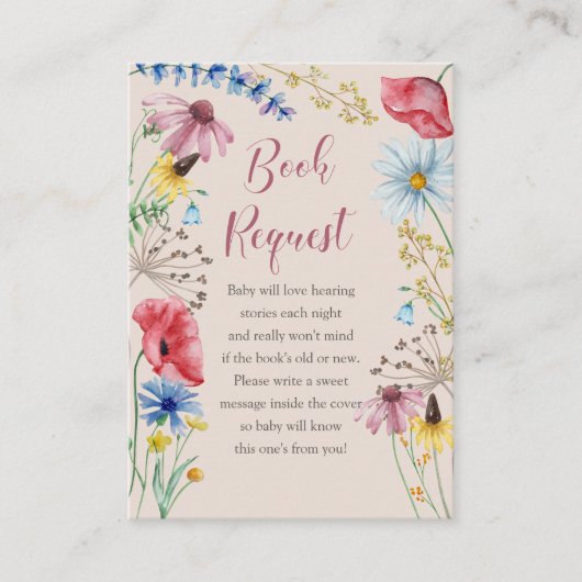 Wildflower Charm Baby shower Boekaanvraag Informatiekaartje (Voorkant)