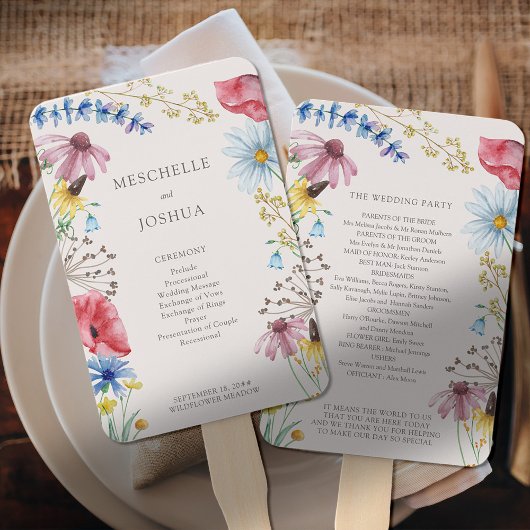Wildflower Charm Landelijk Bloemstuk Trouwprogramm Handwaaier