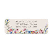 Wildflower Charm Rustic Floral Wedding Address Etiket (Voorkant)