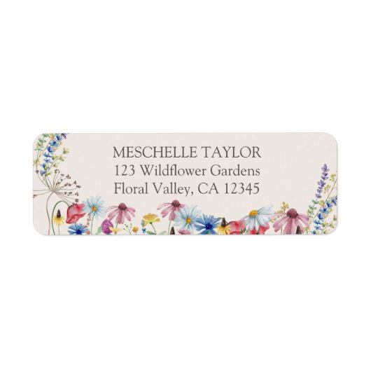 Wildflower Charm Rustic Floral Wedding Address Etiket (Voorkant)