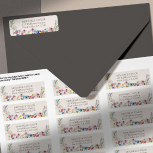 Wildflower Charm Rustic Floral Wedding Address Etiket