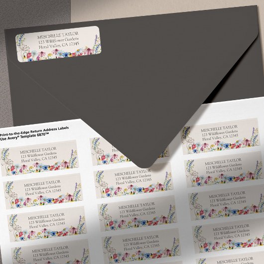 Wildflower Charm Rustic Floral Wedding Address Etiket