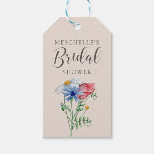 Wildflower Charm rustiek Bloemen Vrijgezellenfeest Cadeaulabel (Voorkant)