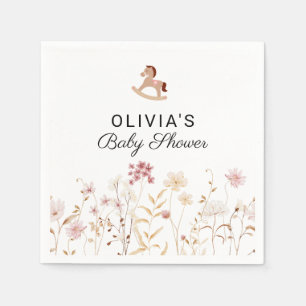 Wildflower Chic Floral Boho Baby shower papier Servet