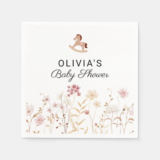 Wildflower Chic Floral Boho Baby shower papier Servet (Voorkant)