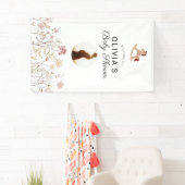 Wildflower Chic Floral Boho White Foto Welkom Spandoek (Insitu)