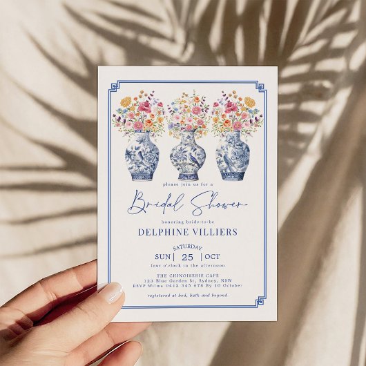 Wildflower Chinoiserie Ginger Jars Vrijgezellenfee Kaart