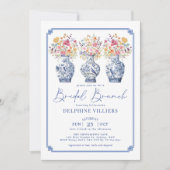 Wildflower Chinoiserie Porcelain Bruids Brunch Kaart (Voorkant)