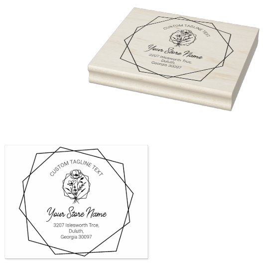 Wildflower chique beugel Lijst, elegant script Rubberstempel (Gestempeld)