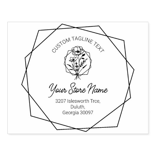 Wildflower chique beugel Lijst, elegant script Rubberstempel (Afrduk)