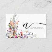 Wildflower chique haar make-up foto initiaal qr co visitekaartje (Voorkant)