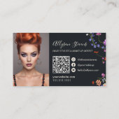 Wildflower chique haar make-up foto initiaal qr co visitekaartje (Achterkant)