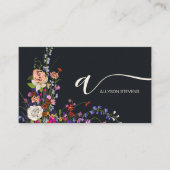 Wildflower chique haar make-up foto initiaal qr co visitekaartje (Voorkant)
