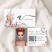 Wildflower chique haar make-up foto initiaal qr co visitekaartje