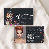 Wildflower chique haar make-up foto initiaal qr co visitekaartje
