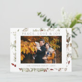 Wildflower Christmas Love Peace Joy Foto Feestdagenkaart (Staand voorkant)
