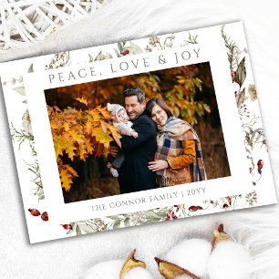 Wildflower Christmas Love Peace Joy Foto Feestdagenkaart