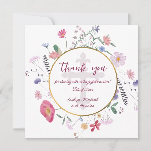 Wildflower Circle Baptism Dank je kaart (Voorkant)