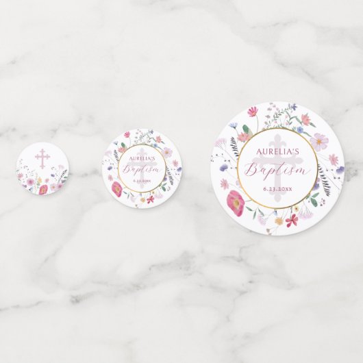 Wildflower Cirkel Dooptafel Confetti (Voorkanten)