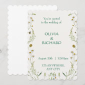 Wildflower classic floral Minimalist Invitations Kaart (Voorkant / Achterkant)