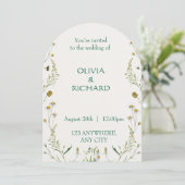 Wildflower classic floral Minimalist Invitations Kaart (Staand voorkant)